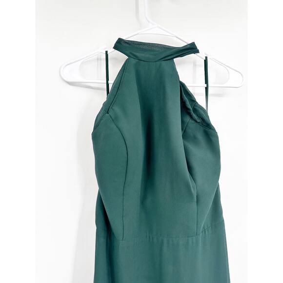 Amsale GB070F Sophia Hunter Green Flat Chiffon Halter Bridesmaid Gown Size 8 - Picture 5 of 5